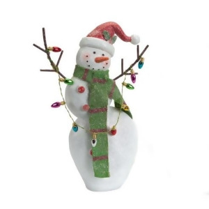 11 Glittery Tottering Snowman Christmas Figure with Green Scarf - All