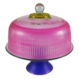 Frosted Pink and White Hand Painted Glass Convertible Cake Dome 11 - All