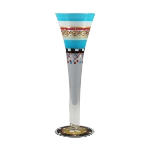 Set of 2 Mosaic Carnival Confetti Hand Painted Hollow Stem Flute Glass 16 Oz. - All