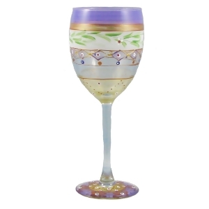 Set of 2 Mosaic Garland Stripes Hand Painted Wine Drinking Glasses 10.5 Oz. - All