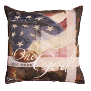 Set of 2 Patriotic One Nation Under God Decorative Tapestry Throw Pillows 17 - All