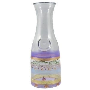 Mosaic Garland Stripes Hand Painted Glass Serving Carafe 34 Ounces - All
