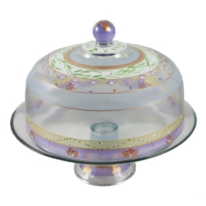 Mosaic Garland Stripes Hand Painted Glass Large Convertible Cake Dome 11 - All