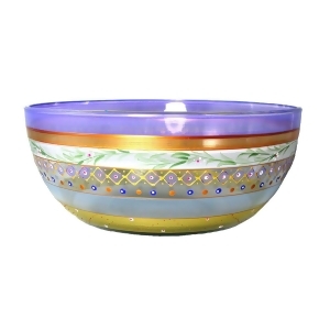 Mosaic Garland and Stripes Hand Painted Glass Serving Bowl 11 - All