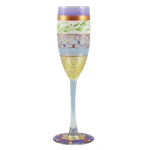 Set of 2 Mosaic Garland Stripes Hand Painted Champagne Flute Glass 5.75 Oz. - All