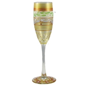Set of 2 Mosaic Gold Garland Hand Painted Champagne Flute Glass 5.75 Ounces - All