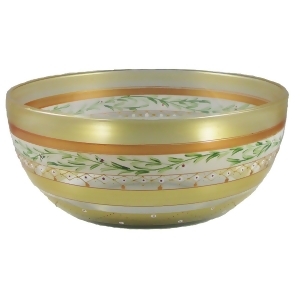 Mosaic Gold Garland and Stripes Hand Painted Glass Serving Bowl 11 - All