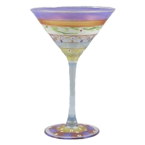 Set of 2 Mosaic Garland Stripes Hand Painted Martini Drinking Glass 7.5 Oz. - All