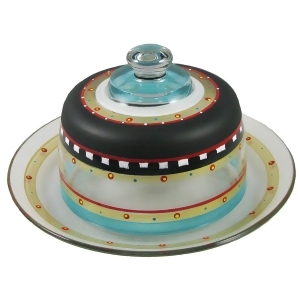 Mosaic Chalkboard and Stripes Hand Painted Glass Large Convertible Cake Dome 11 - All