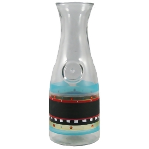 Mosaic Chalkboard and Stripes Hand Painted Glass Serving Carafe 34 Ounces - All