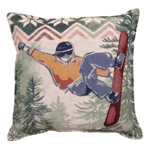 Set of 2 Rustic Mountain Snowboarding Decorative Tapestry Throw Pillows 17 - All