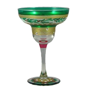 Set of 2 Mosaic Christmas Garland Hand Painted Margarita Drinking Glass 12 Oz - All