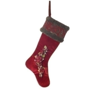 26 Traditional Red Beaded Berry and Filigree Christmas Stocking - All