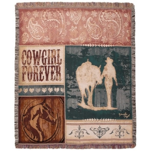 Country Western Cowgirl Forever Decorative Woven Afghan Throw Blanket 50 x 60 - All