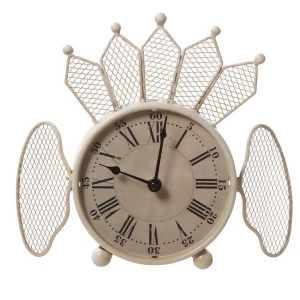 Pack of 2 Vintage-Style Distressed Ivory Crown Desk Clocks 11 - All