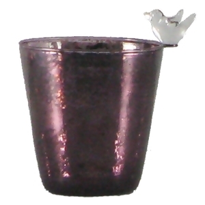 Set of 4 Amethyst with Clear Glass Bird Mercury Glass Votive Candleholders 4 - All