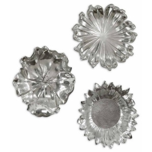 Set of 3 Decorative Silver Plated Dimensional Flower Wall Art 17 - All