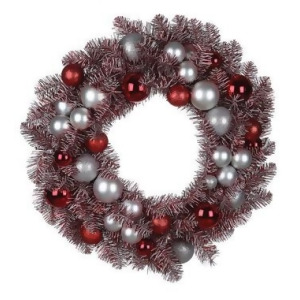 29 Artificial Red Peppermint Candy Colored Decorated Christmas Wreath- Unlit - All