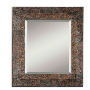 34 Rustic Brown Black Hammered Metal Framed Beveled Rectangular Wall Mirror - All