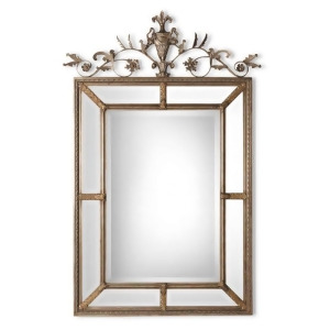 63 Antiqued Silver Gold Leaf Wood Framed Beveled Rectangular Wall Mirror - All