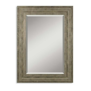 36 Distressed Silver Leaf Gray Wood Framed Beveled Rectangular Wall Mirror - All