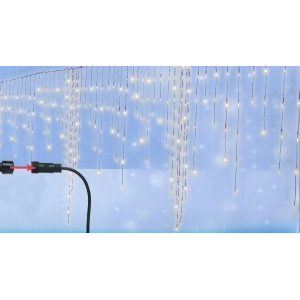Set of 370 Cool White Led Christmas Giant Icicle Lights Connect 24V Extension Set Clear Wire - All