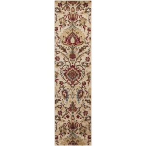 3' x 8' Floral Splendor Tan Olive Shed-Free Rectangular Area Throw Rug Runner - All