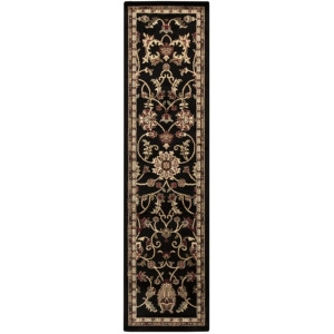 2' x 7.5' Majestic Garden Black and Tan Shed-Free Rectangular Throw Rug Runner - All