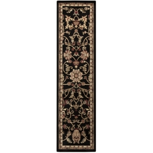 2' x 7.5' Majestic Garden Black and Tan Shed-Free Rectangular Throw Rug Runner - All