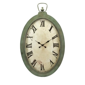 41 Large Antique Finish Green and Off White Roman Numeral Wall Clock - All