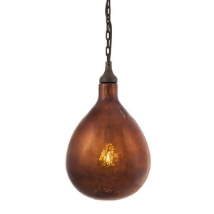 18.25 Gourd Shaped Bronze Mercury Glass and Iron Pendant Hanging Ceiling Light - All