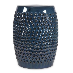 19 Chic Navy Indigo Bubbled Cut Work Ceramic Foot Stool Seat - All