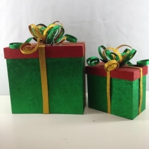 2 Piece Green Red and Gold Glittered Gift Box Christmas Decoration 14 11.5 - All
