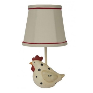 Set of 2 Country Kitchen Spotted Hen Accent Lamps with Beige Fabric Shades - All