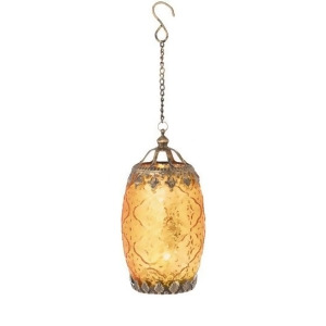 7.25 Amber Orange Chic Bohemian Glass Tea Light Candle Holder Lantern - All