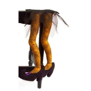 18.5 Orange and Black Spiderweb Wicked Witch Legs Halloween Table Decoration - All