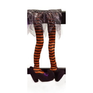 18.5 Orange and Black Striped Wicked Witch Legs Halloween Table Decoration - All
