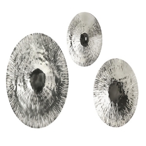 Set of 3 Fabin Textured Silver Oversized Decorative Discs - All