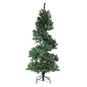 5.5' Pre-Lit Spiral Pine Artificial Christmas Tree Clear Dura-Lit Lights - All