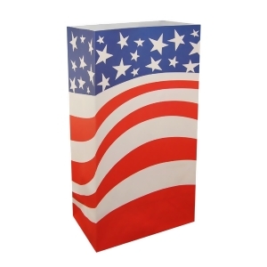 Club Pack of 24 Patriotic American Flag Design Luminaria Bags 11 - All