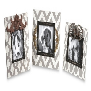 Set of 3 Modern Gray and White Antique Style Photo Picture Frames - All