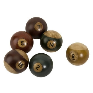 Set of 6 Masculine Antique Style Pool Balls Table Top Decor - All