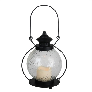 11 Clear Molded Glass Lantern with Flameless Led Pillar Timer Candle - All