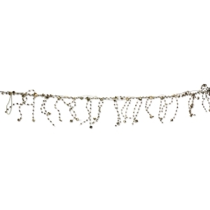 6' Battery Operated Led Lighted White Faux Pearl Beaded Christmas Garland Gold Wire - All