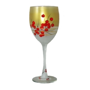 Set of 2 Berries and Branches Hand Painted Wine Drinking Glasses 10.5 Ounces - All