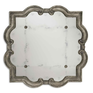 36 Distressed Silver Leaf Tiled Decorative Scroll Framed Square Wall Mirror - All