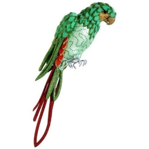 22.5 Life Size Tropical Paradise Green and Red Parrot Bird with Tail Feathers - All