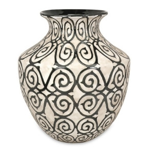 21 Penina Muted Bronze Raised Tribal Design Wide Oversized Floor Flower Vase - All