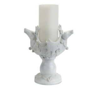 8.5 Sparkling Whites Glittered Reindeer Heads Christmas Pillar Candle Holder - All