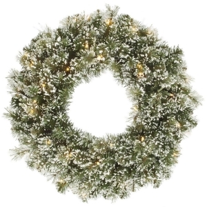 24 Pre-lit Frosted Cashmere Pine Artificial Christmas Wreath Warm Clear Led Lights - All